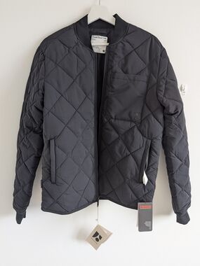 FRANK AND OAK Skyline Reversible Quilted Black Bomber Jacket